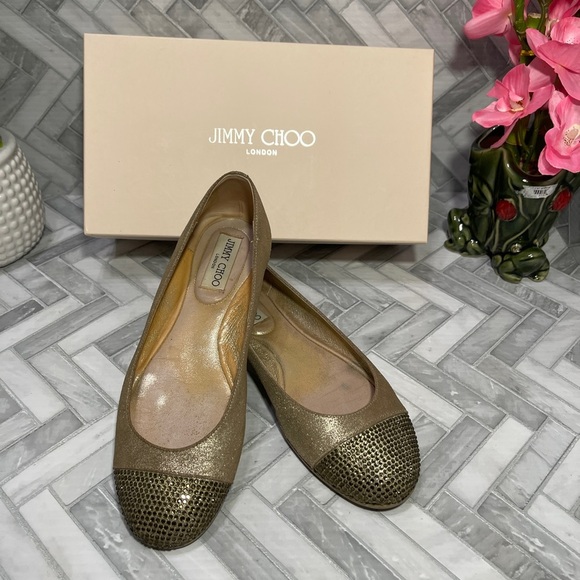 Jimmy choo sparkle (golden) flats size 8 - Picture 1 of 9